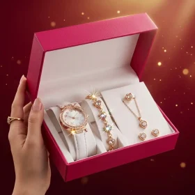 Elegant Ladies Quartz Watch Gift Box Set