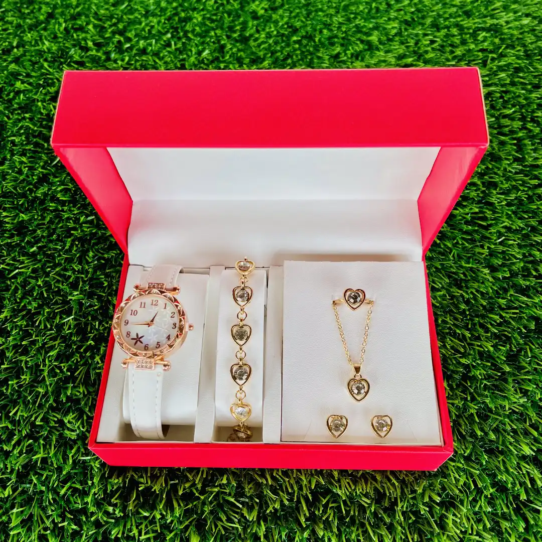 Ladies Quartz Watch Gift Box Set স্টাইলিশ নারীদের গিফট বক্স সেট